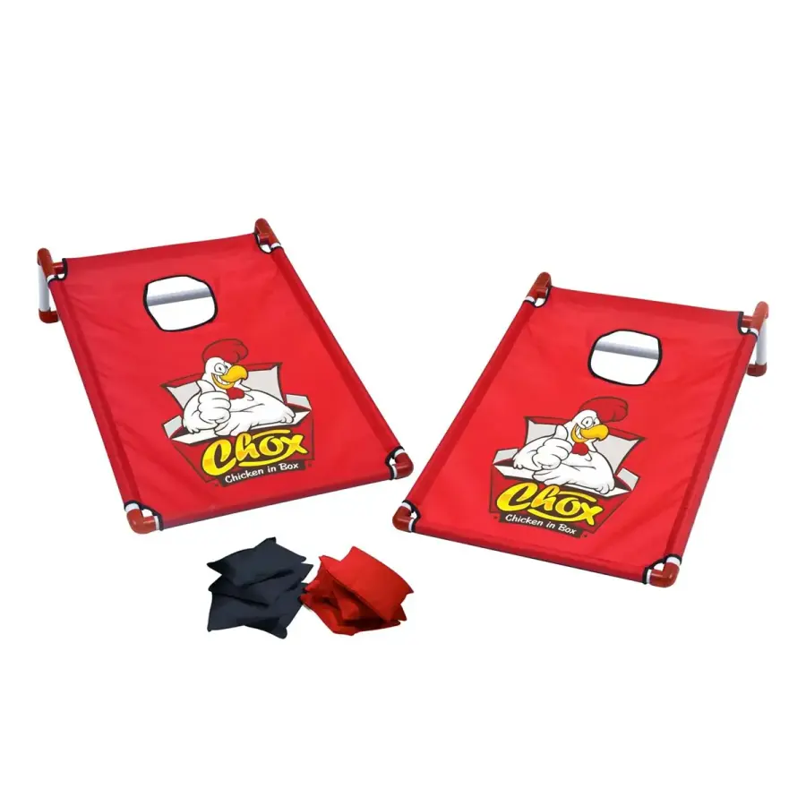 Portable Cornhole, 4 Black & Red Bean Bags