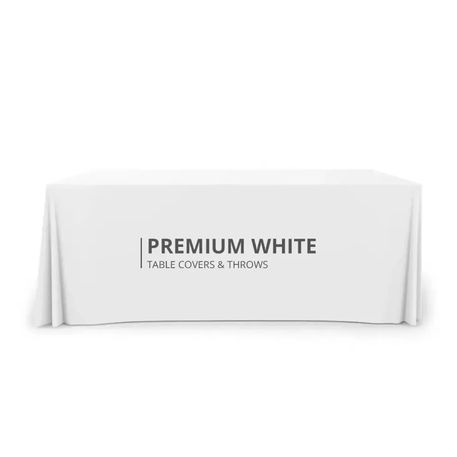 Premium White Table Covers & Throws - 4 Sided (8ft x 2.5ft)