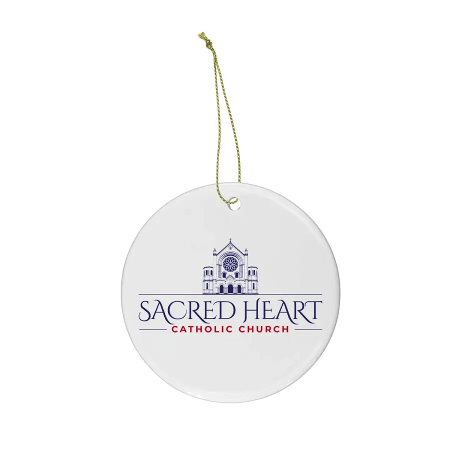 Round Ceramic Holiday Ornament in White