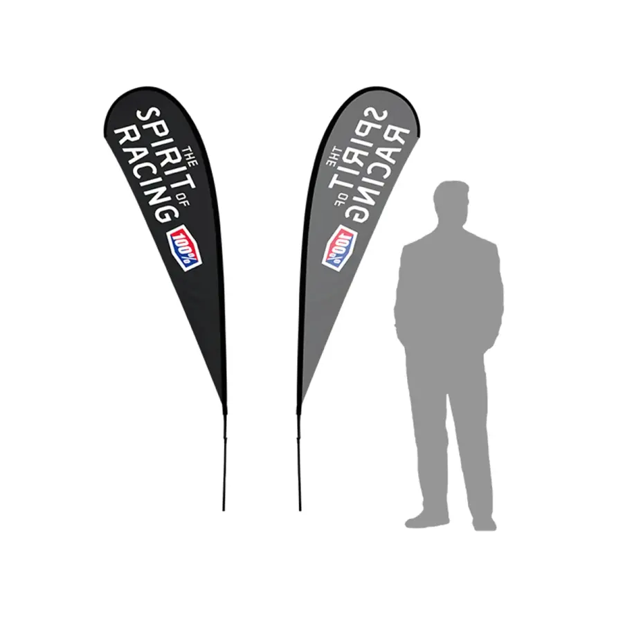 Single Sided TearDrop Flag W/ Unique Heavy Duty Pole