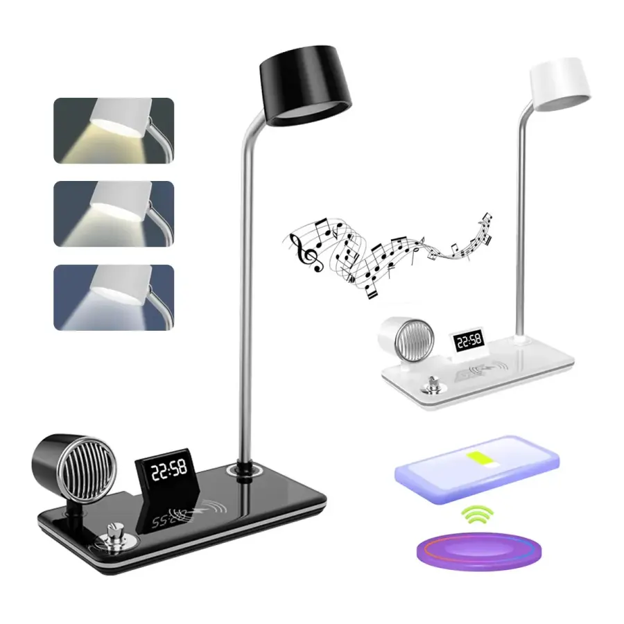 Smart Wireless Charging Desk Lamp with Bluetooth Speaker